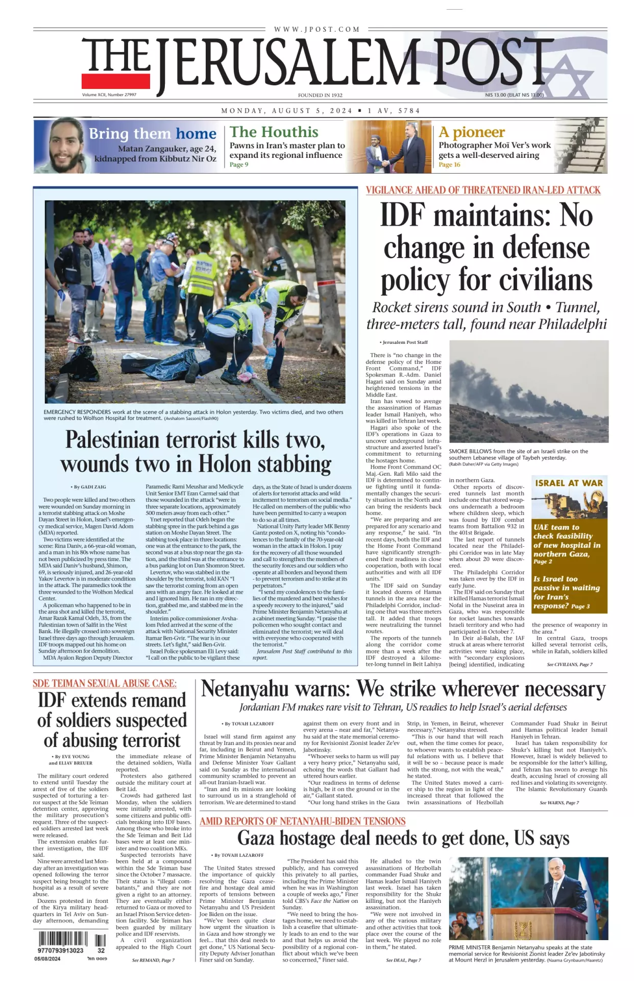 Prima-pagina-the jerusalem post-edizione-di-oggi-05-08-2024